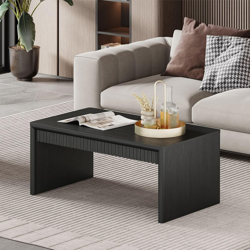 BON AUGURE Black Coffee Table for Living Room, 43" Modern Wood Center Table