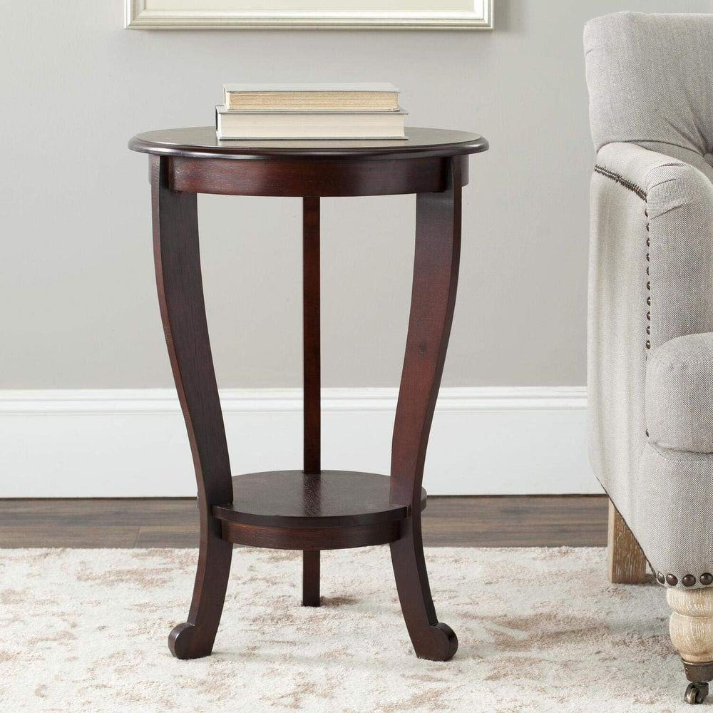SAFAVIEH Mary Pedestal Wood Side Table, 18.1" Dark Cherry AMH5711D