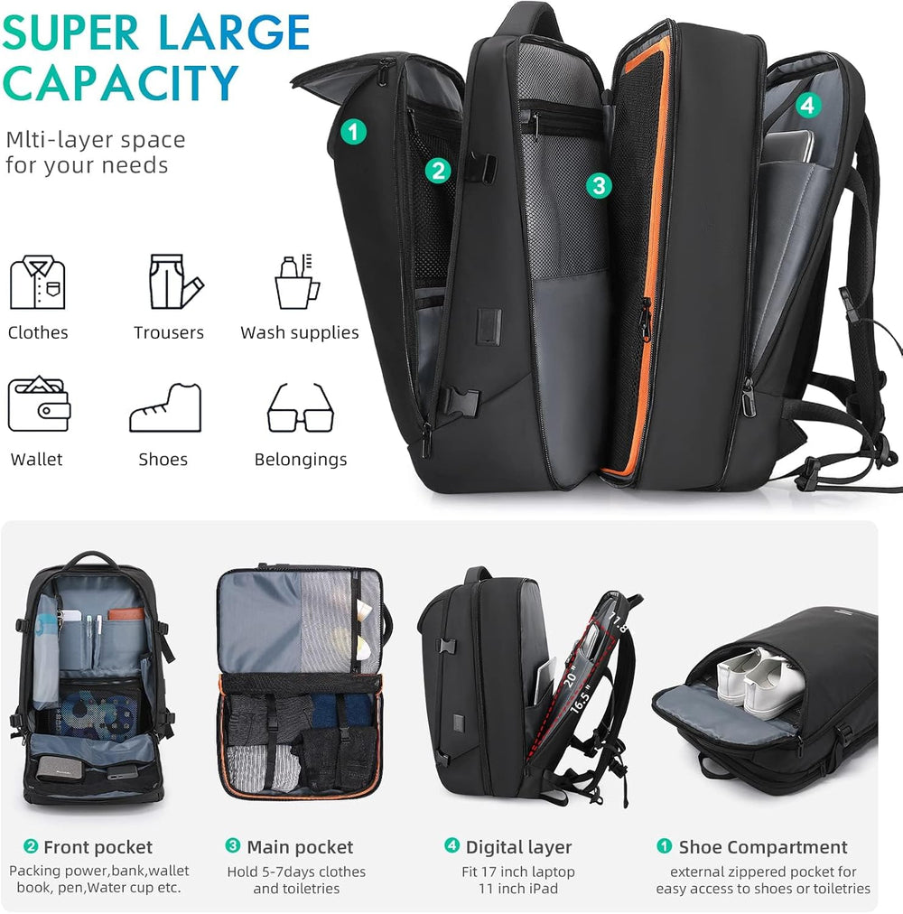 TANGCORLE Travel Carry on Backpack 50L Expandable Flight Approved Backpacks 1...