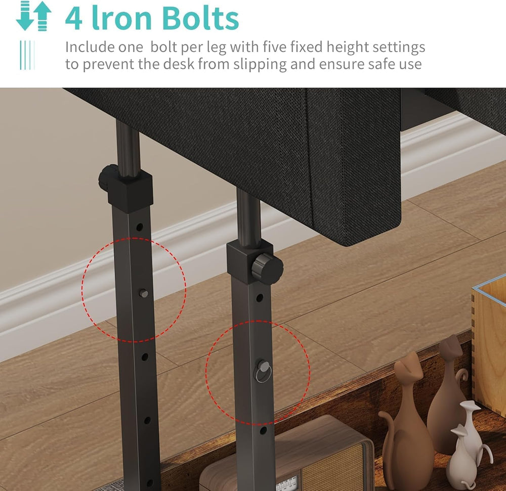Small Portable Standing Rolling Desk - 32 Inch Adjustable Mobile Stand Up Tea...