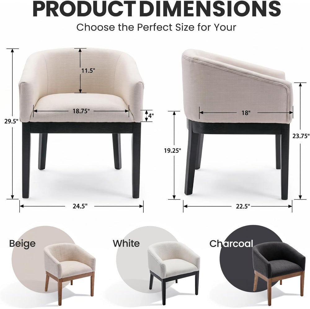 RIVOVA Barrel Dining Chairs Set of 8, Modern Upholstered Linen Kitchen Chair ...
