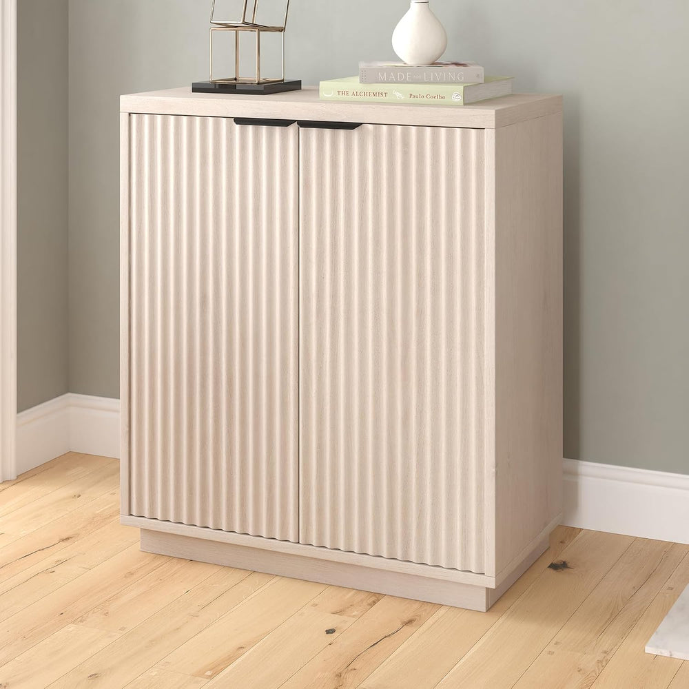 Henn&Hart 28" Fluted Accent Cabinet, Sideboard Buffet, Beech White