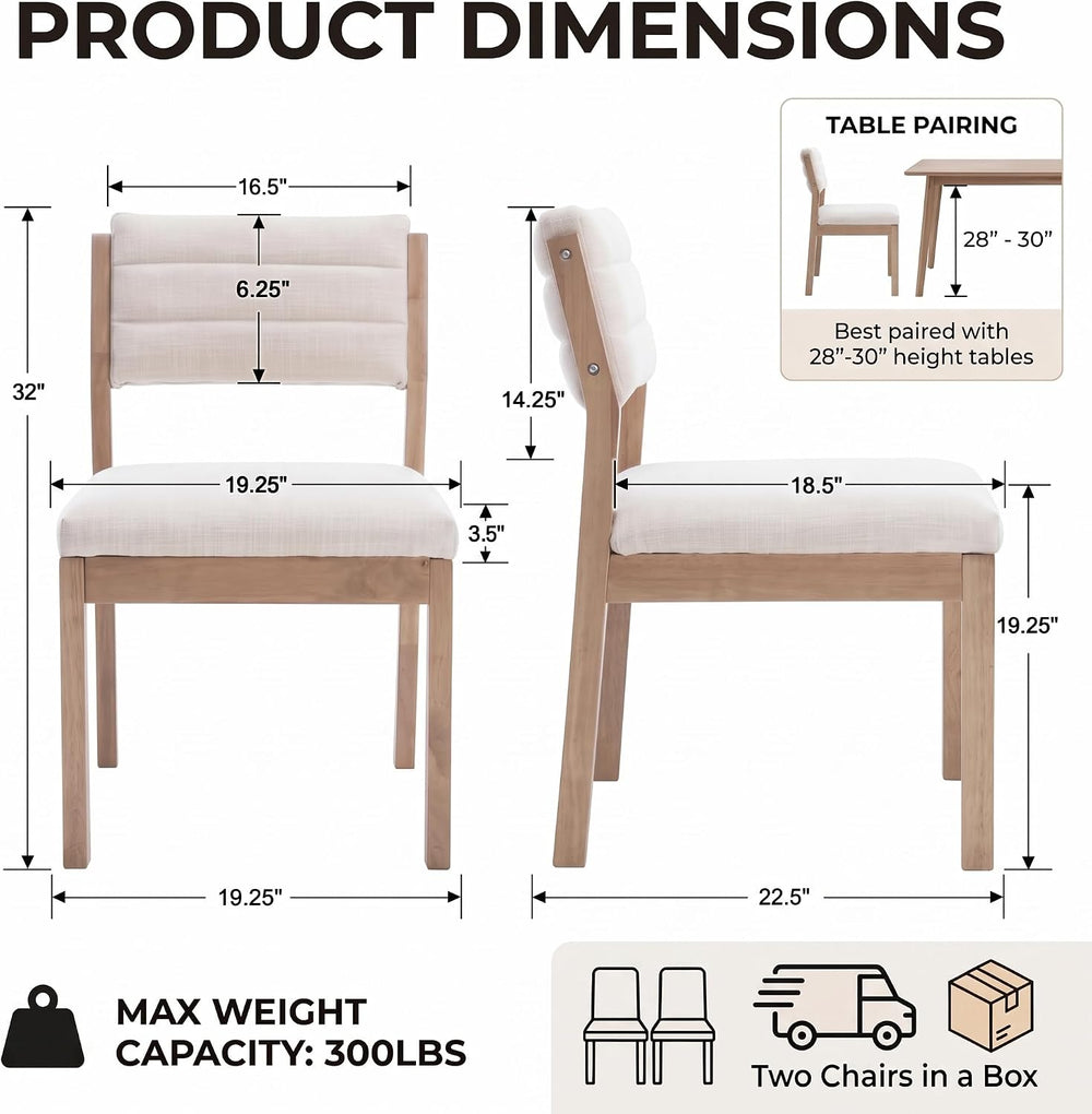 RIVOVA Linen Dining Chairs Set of 6, Comfortable Upholstered Kitchen Chairs w...