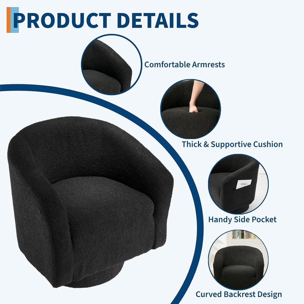 Garvee Swivel Accent Chair 360 Degree Swivel Barrel Armchair with Curved Back...