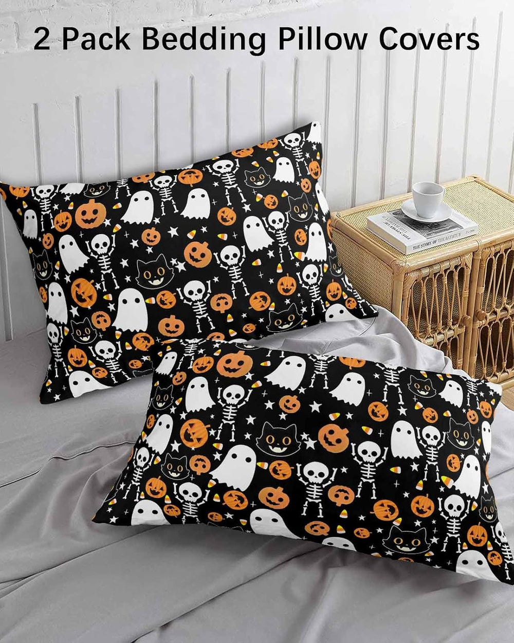 Halloween Pillow Cases Standard Size Set of 2 - Microfiber Bed Throw Pillow C...