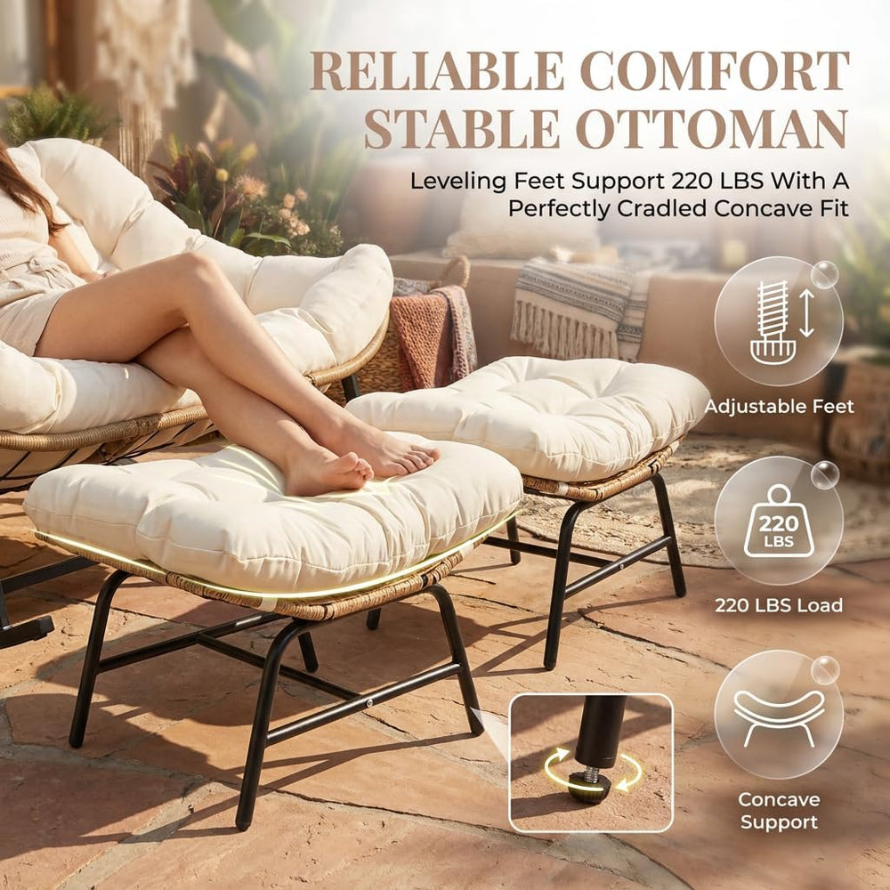 RADIATA Double Egg Rocking Chair with Ottomans, Papasan Lounger Chairs