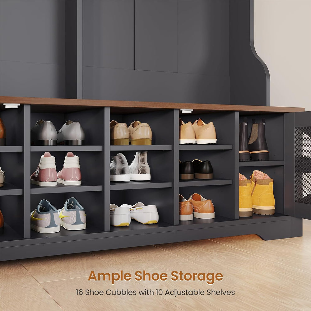 Itaar Hall Tree with Bench and Shoe Storage, 5-in-1 Entryway Bench with Coat ...