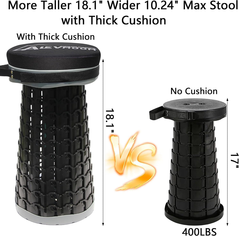 ALEVMOOM XXL 18.1" Telescoping Stool with Thick Cushion, Portable Telesc...
