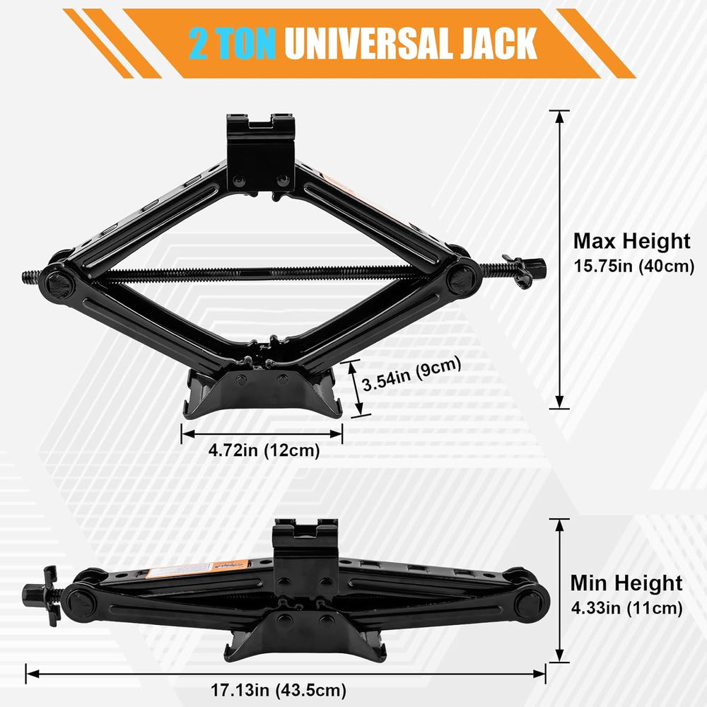 Beaiguna Portable Car Jack Kit, 2 Ton (4409 lbs) Scissor Jack for Car, Upgrad...