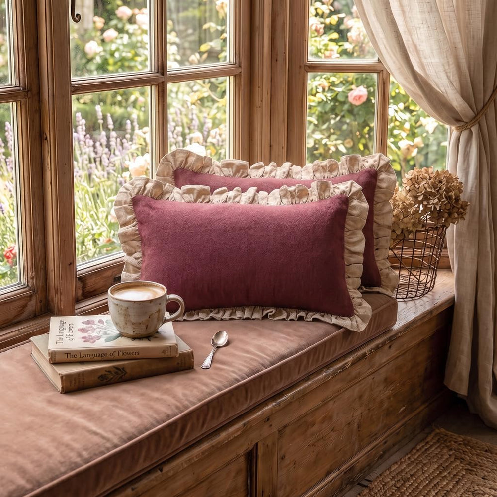 patdrea Designer Vintage Red Throw Pillow Covers,Set of 2,12"x20"