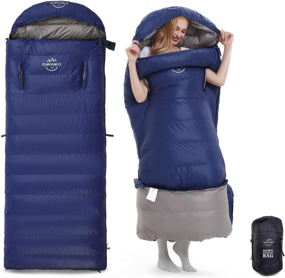 Rectangular Down Sleeping Bag for Adults Camping Hike with Arm Holes