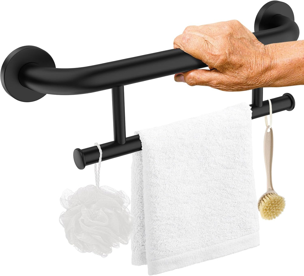 Black Grab Bar with Towel Holder, Grab Bars for Bathtub and shower