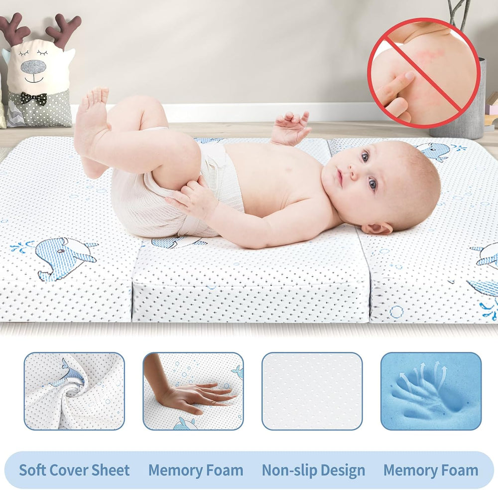 Pack and Play Mattress, 38"x26" Trifold High Density Memory Foam