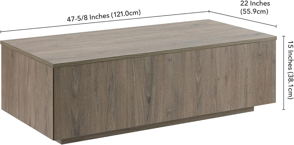 Henn&Hart 48" Modern Coffee Table, Weathered Gray
