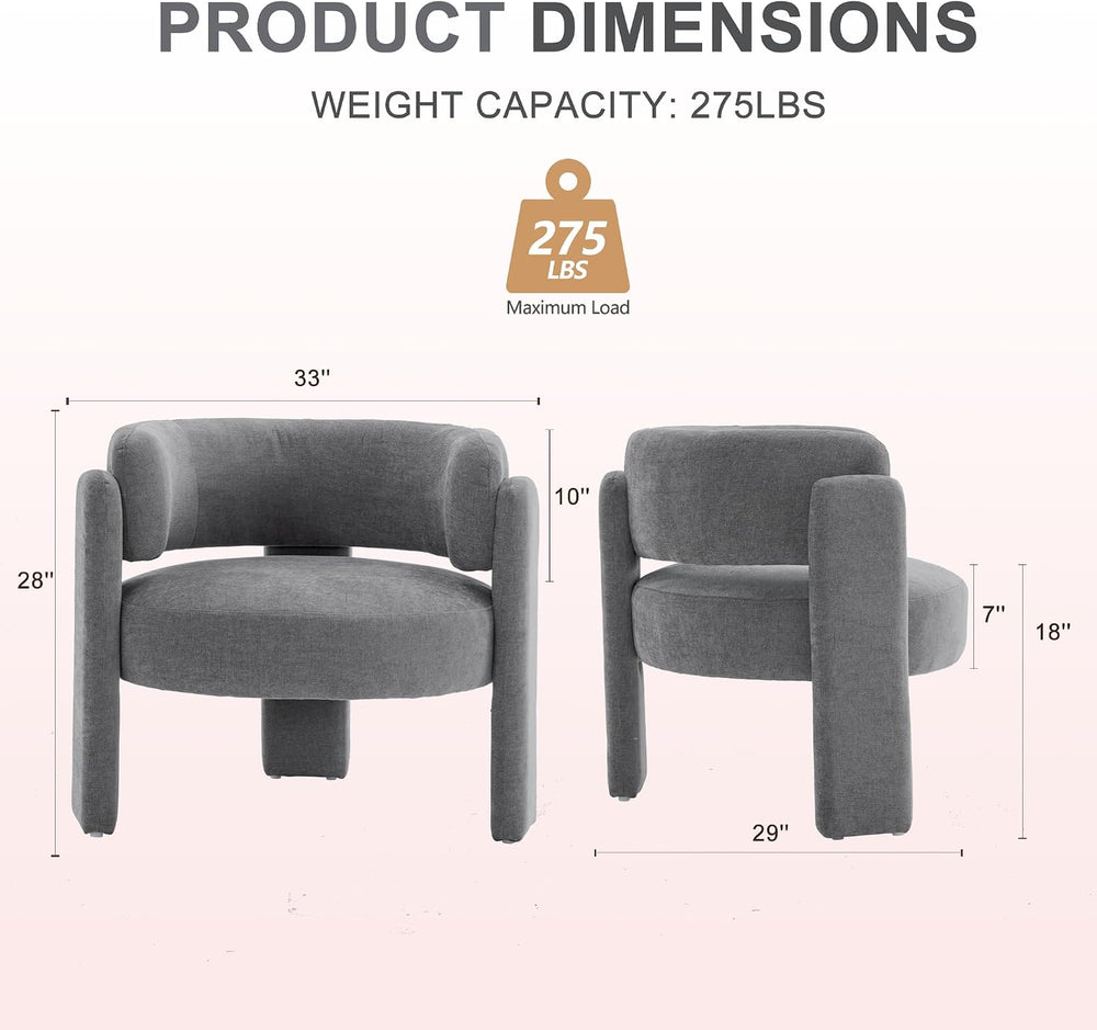 Modern Accent Barrel Chair,Mid Century Single Armchair with Curved Backrest U...