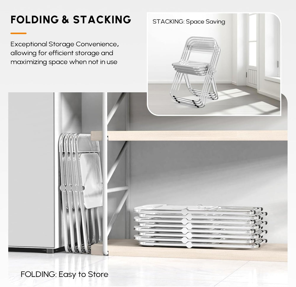 VINGLI Acrylic Folding Chairs 2 Pack, Clear Chair Foldable and Stackable, Pla...