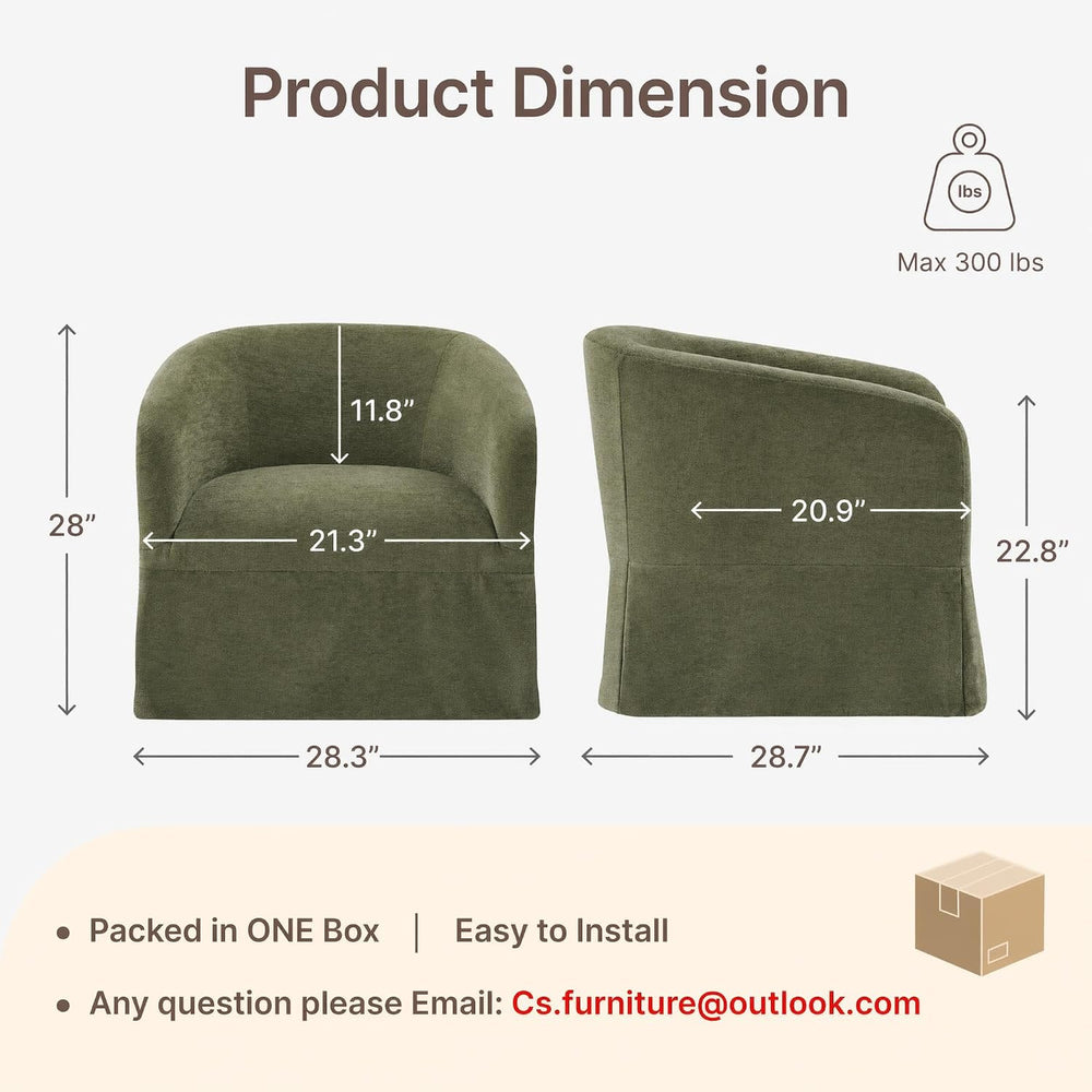 KISLOT Modern Swivel Accent Chair, Barrel Chair, Green