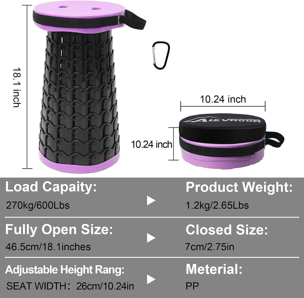 ALEVMOOM 2026 Collapsible Stool with Thick Cushion, H18.1 D10.24 Portable Tel...