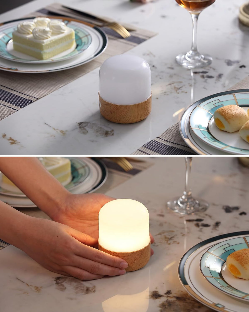 KDG Cordless RGB H3.5 Small Table Lamps Set of 2, Magnetic Base Light Bulb