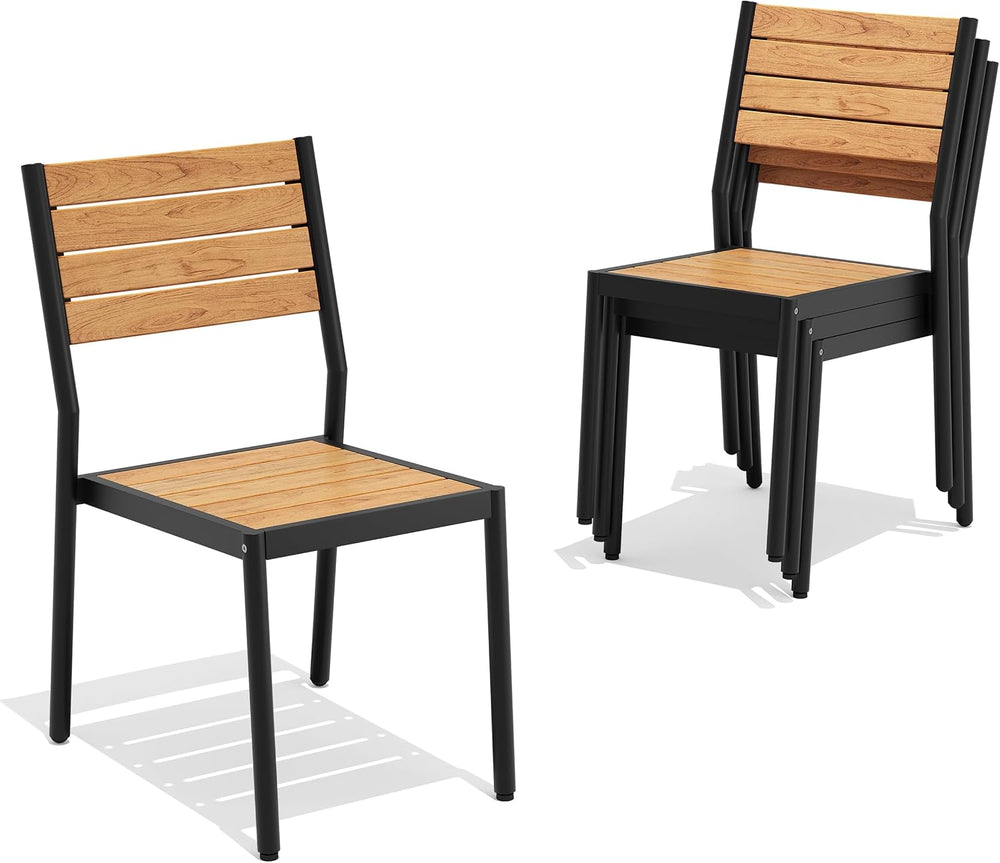 Pellebant Stackable Outdoor Patio Dining Chairs Set of 4