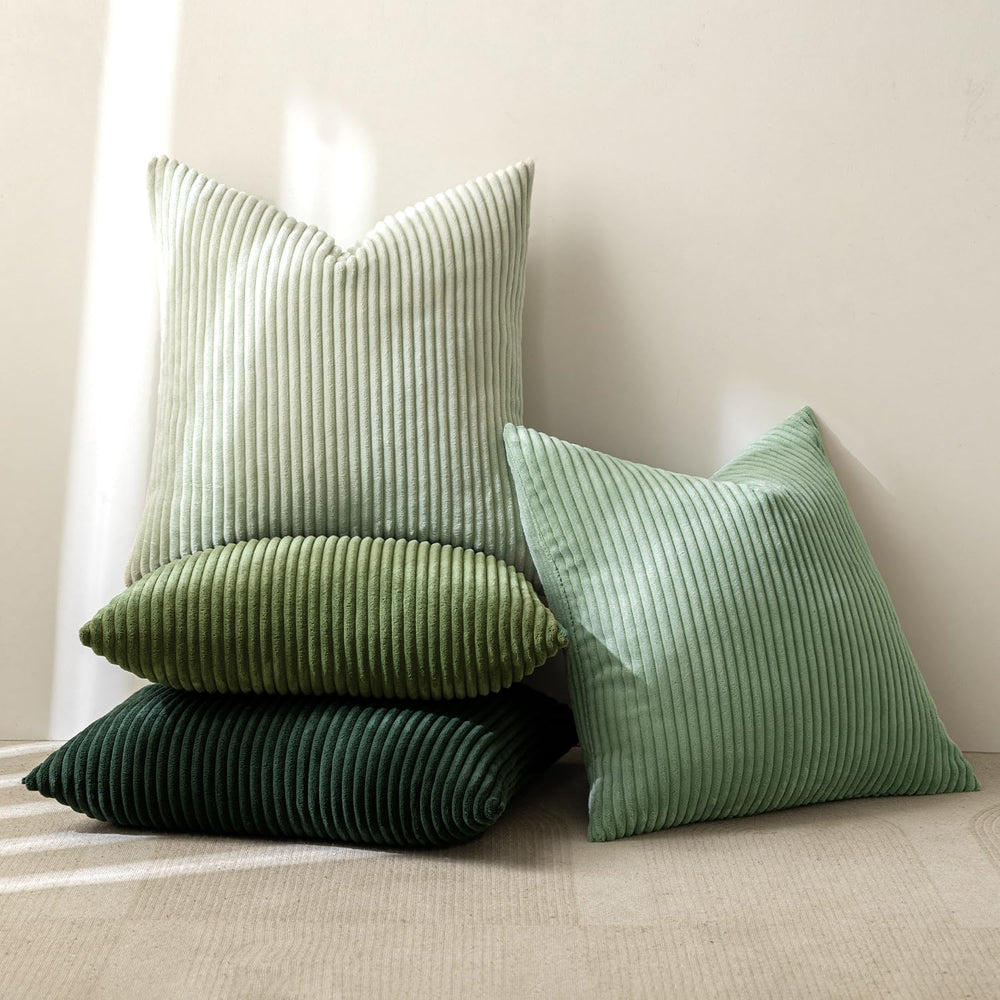 MIULEE Soft Corduroy Decorative Throw Pillow Covers Forest Green 22x22