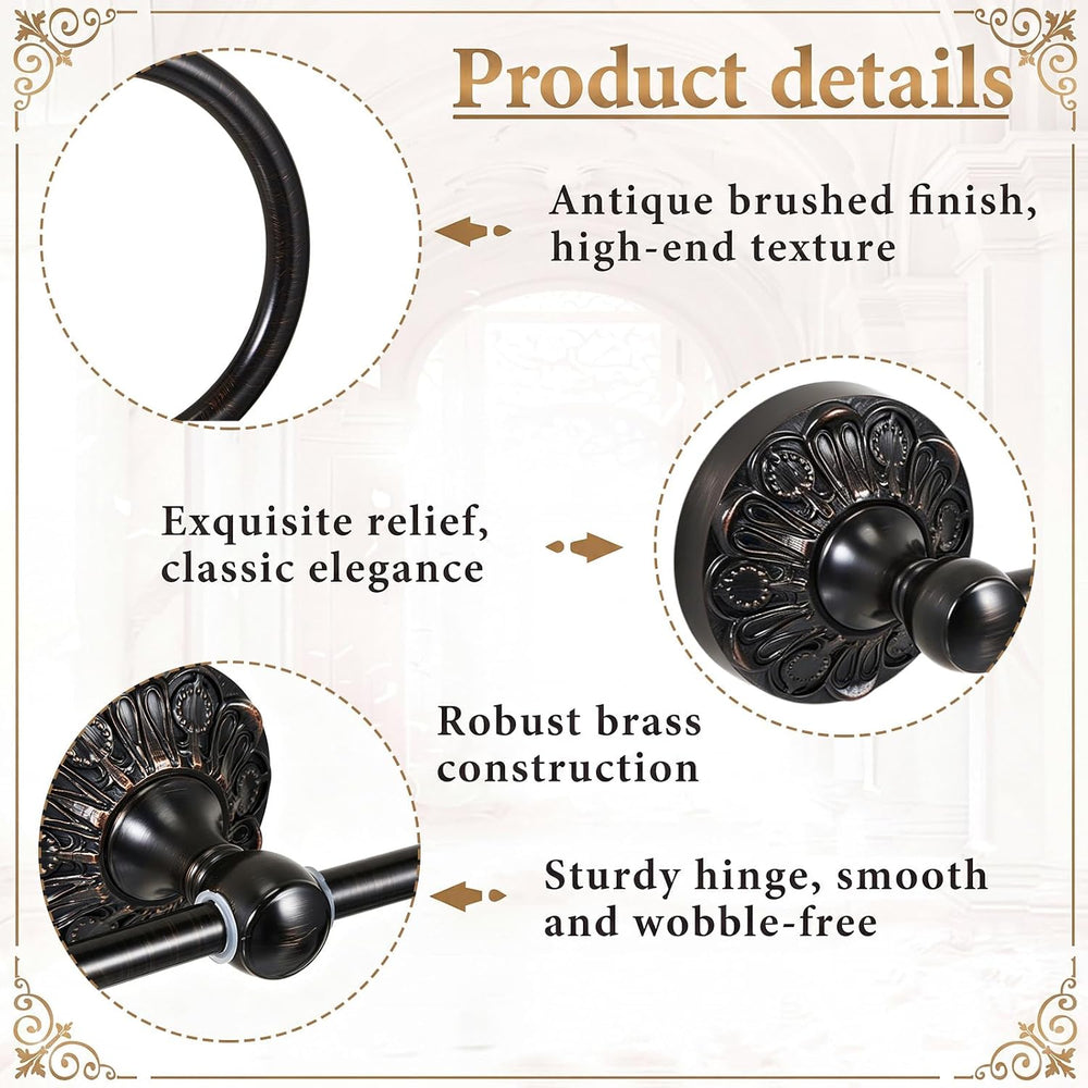 2 Pcs Toilet Paper Holder Towel Ring, Black, Rectangle