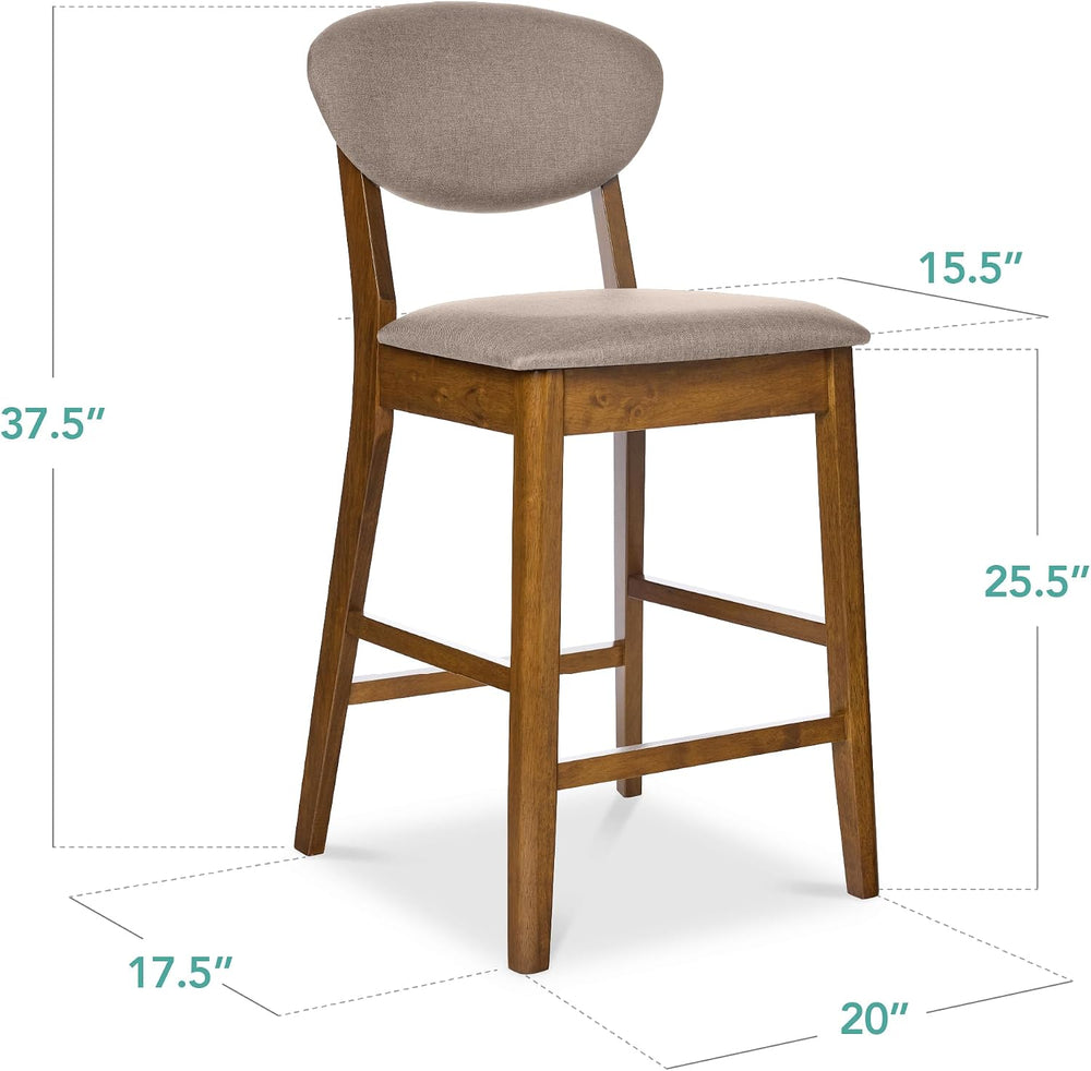 Best Choice Products Set of 2 Counter-Height Bar Stools, Mid-Century Modern, ...