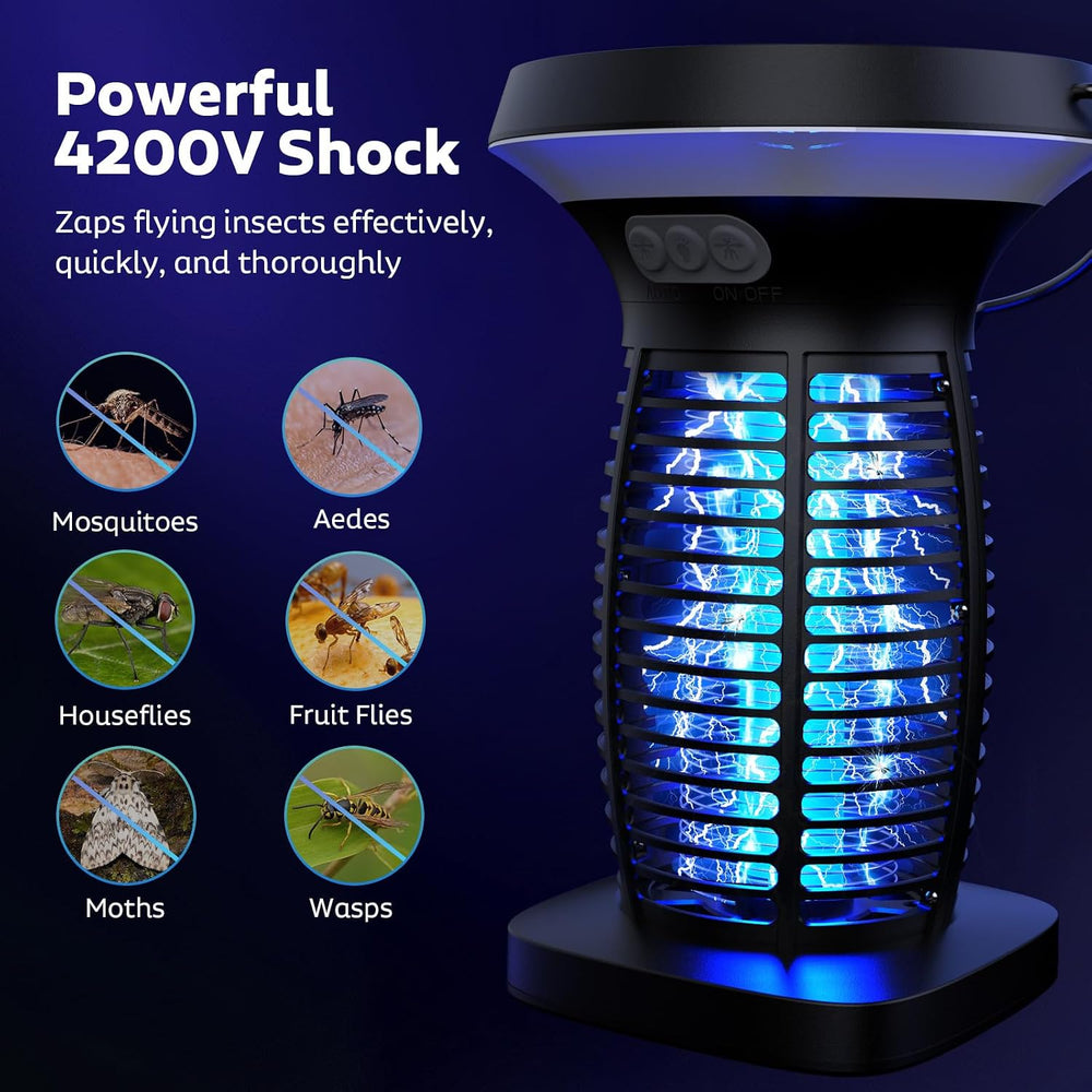 OnBeam Solar Powered Bug Zapper, Outdoor Mosquito Fly Zapper for Patio