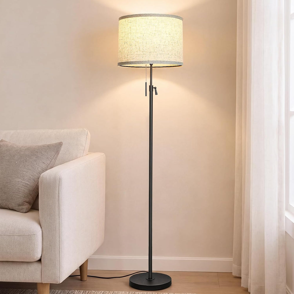 Qingmiao 53"-63" Adjustable Floor Lamp, Anti-tip Base, Pull Chain