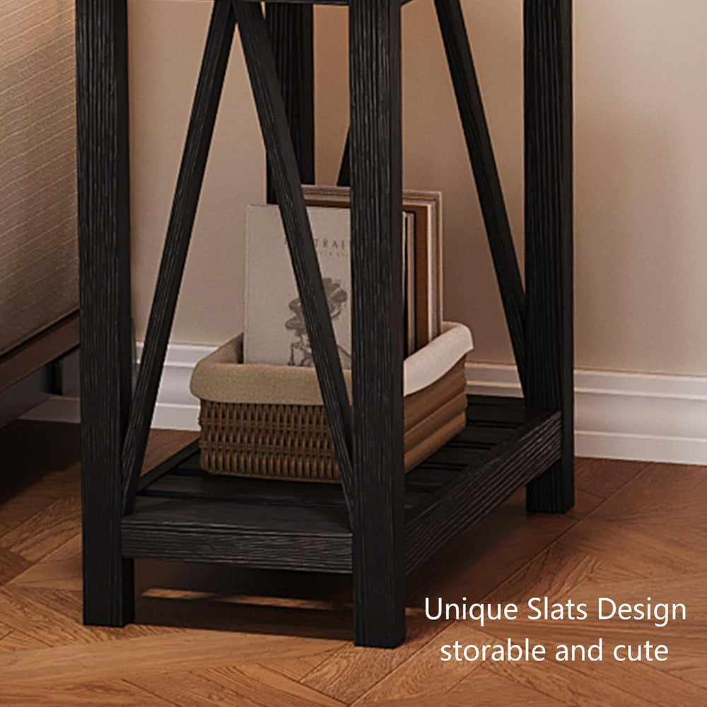 ChooChoo Farmhouse End Table Set of 2, Narrow Side Table