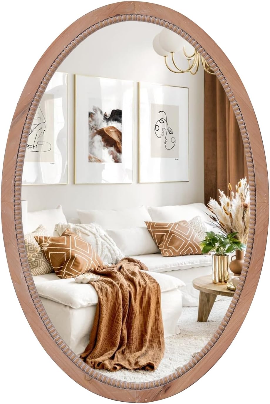sawsile Oval Wood Mirror,20x30 Farmhouse Vanity Boho Bathroom Wall Mirrors