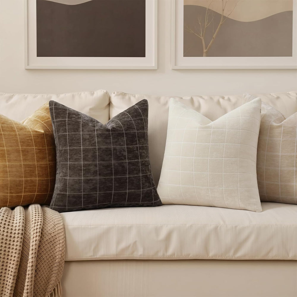 decorUhome Fall Plaid Rust Throw Pillow Covers 26x26 Set of 2