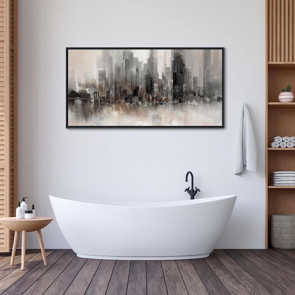 Cityscape Wall Art New York City Skyline Buildings Picture Modern Abstract Gr...