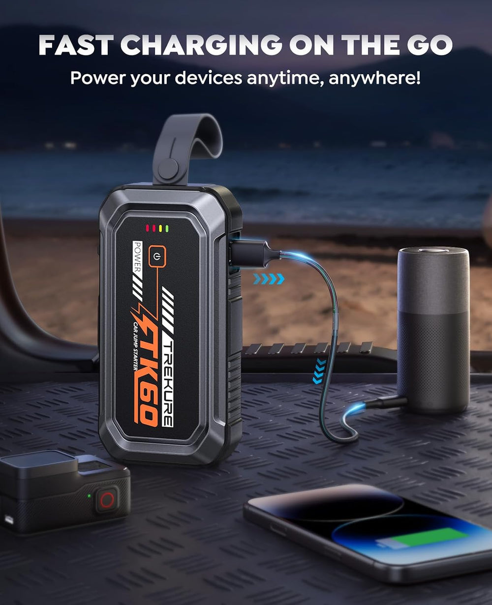 TREKURE Car Battery Jumper Starter Portable 5000A, Portable Car Jump Starter ...