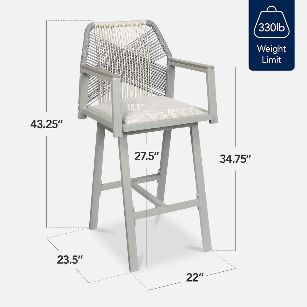 Best Choice Products Outdoor Bar Stools Set of 2, Bar Height, 360° Swivel Alu...