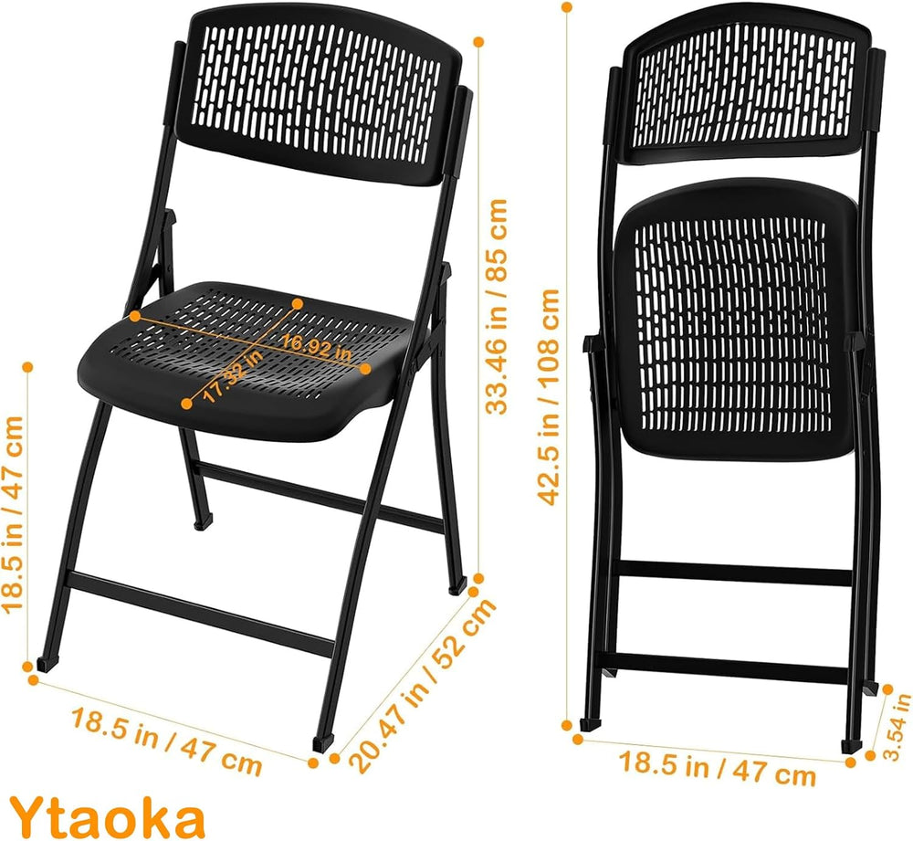 Ytaoka Folding Chair Black Foldable Chair with Breathable Mesh Seat and Sturd...