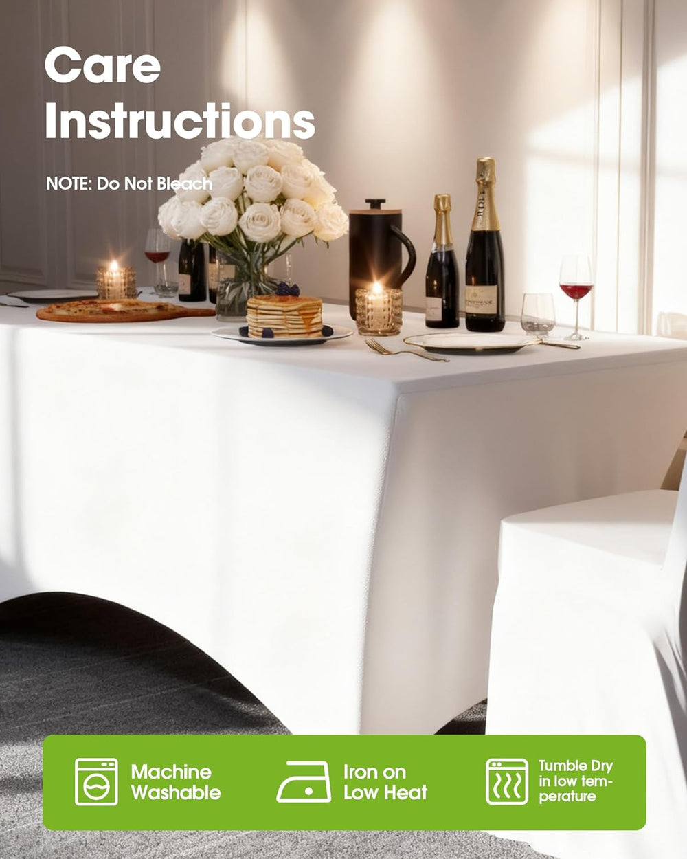 Pureegg Spandex Tablecloth 6ft 6 Pack White