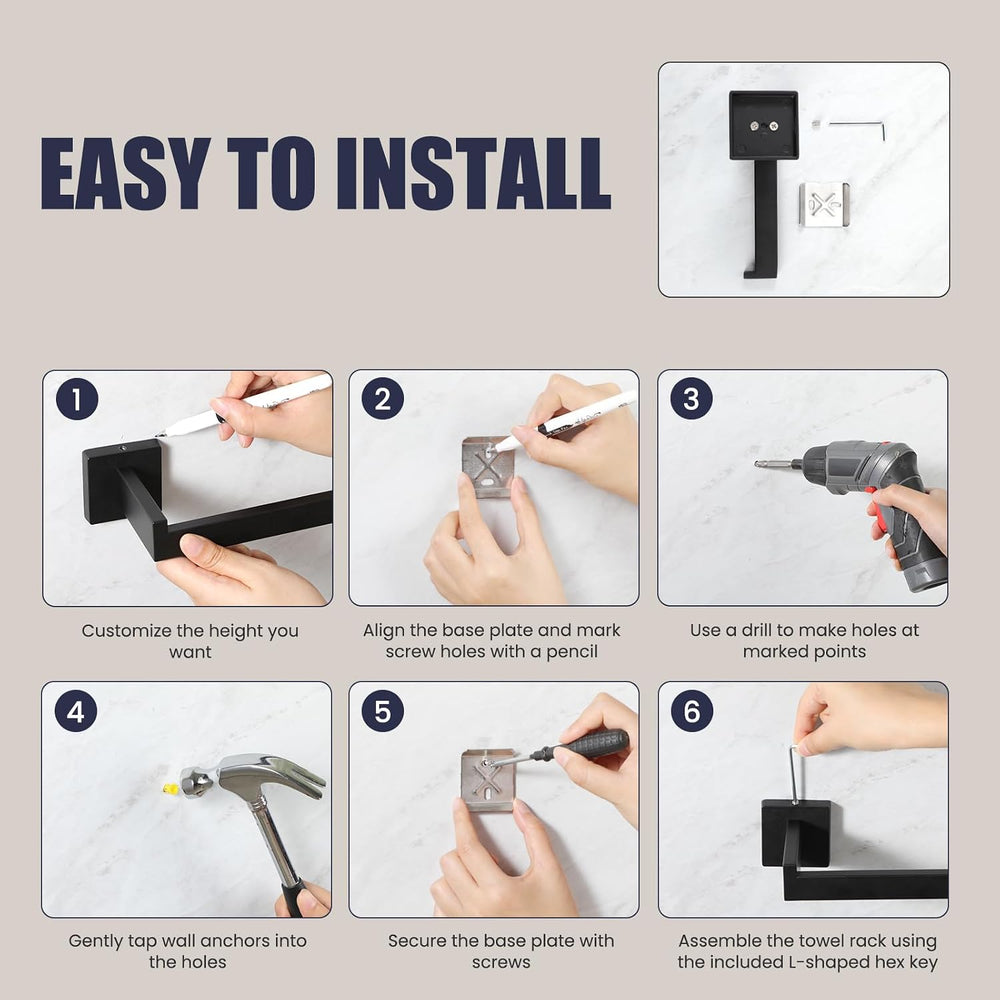 Bathroom Hardware Accessories Set: Bath Towel Bar Set, Towel Racks for Bathro...