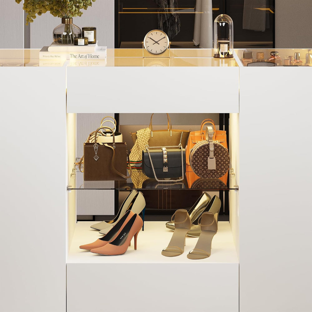 Kikihouse Modern Closet Island with 10 Drawers with LED (White)