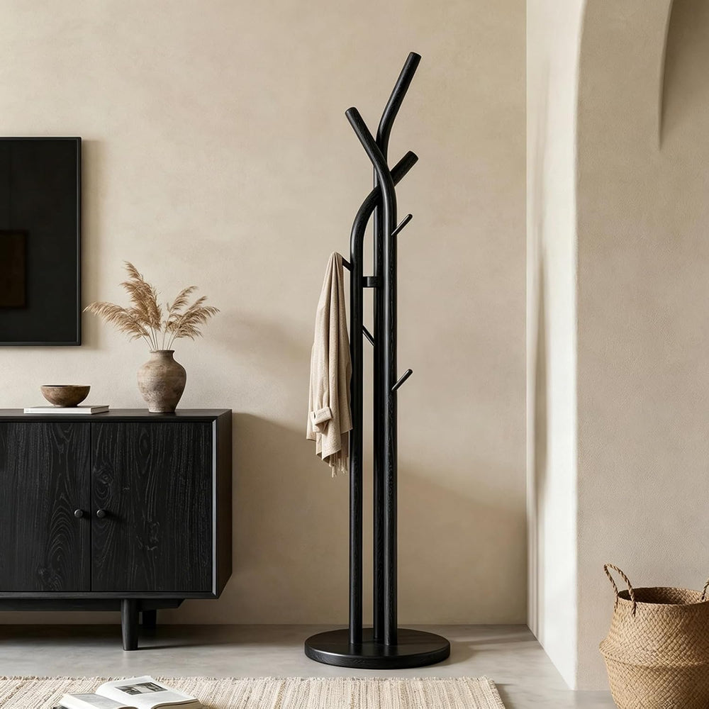 Solid Wood Coat Rack Freestanding Wood Coat Tree Rack with 9 Hooks, Creative ...