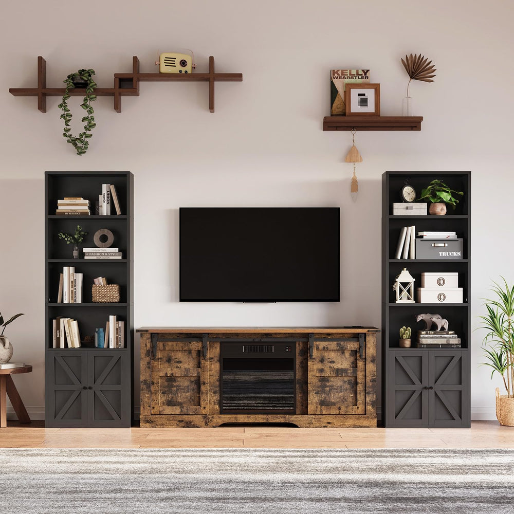 MXV Bookshelf Bookcase with Doors, 6 Tier 71" Tall Wooden Storage Shelve...