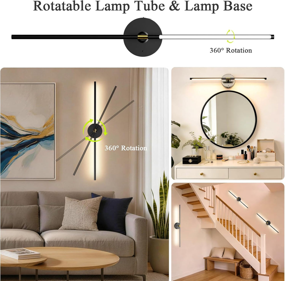 Battery Operated Wall Sconce Set of 2: 10000mAh Wireless Sconces Rechargeable...