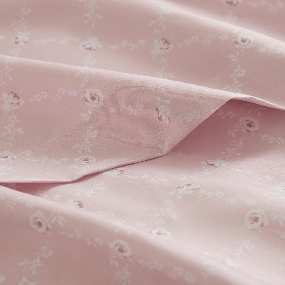 Madison Park Essentials Pink Floral Comforter Set with Sheets Full,7pc