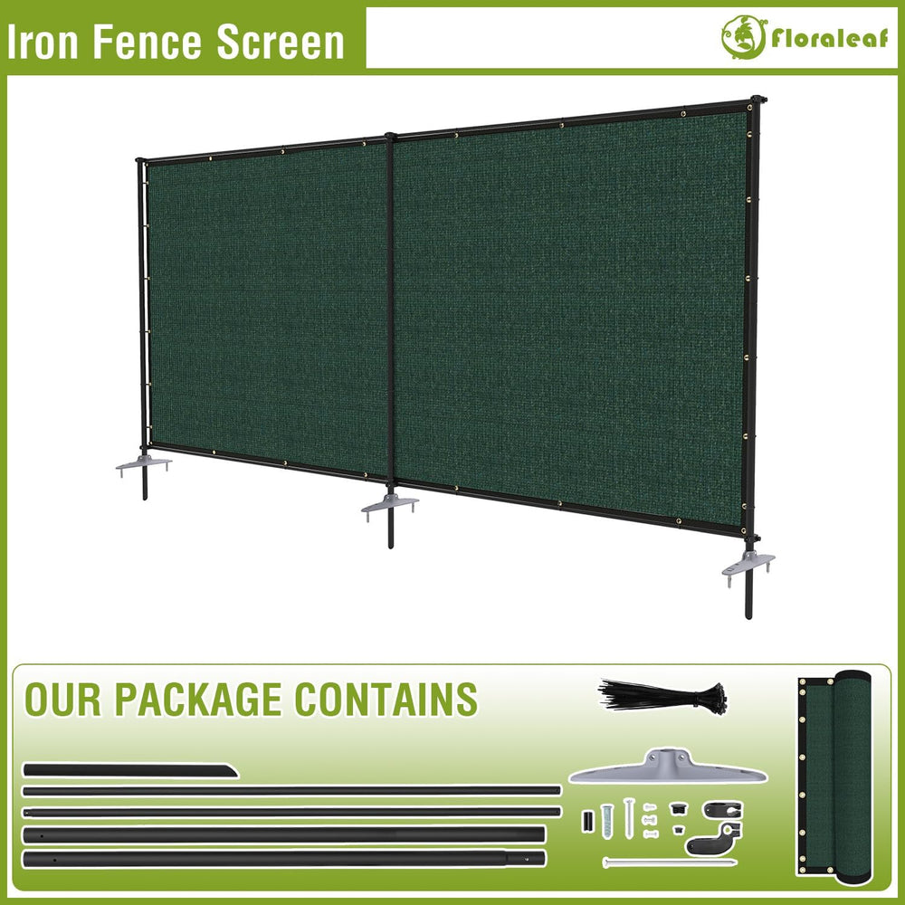 6'x12' Privacy Fence Sets with Iron Poles Outdoor Mesh Shade Net Cove...