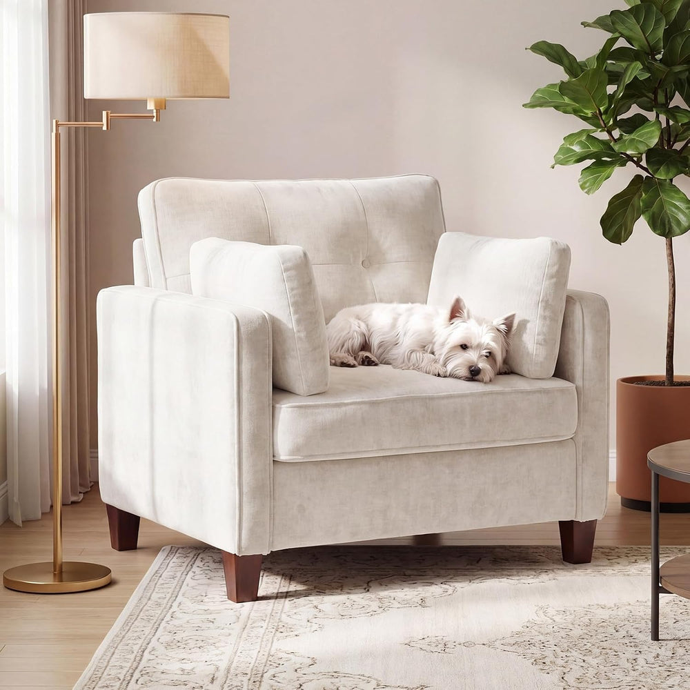 Luxury Oversized Accent Reading Chair for Living Room, 41", Chenille, Beige