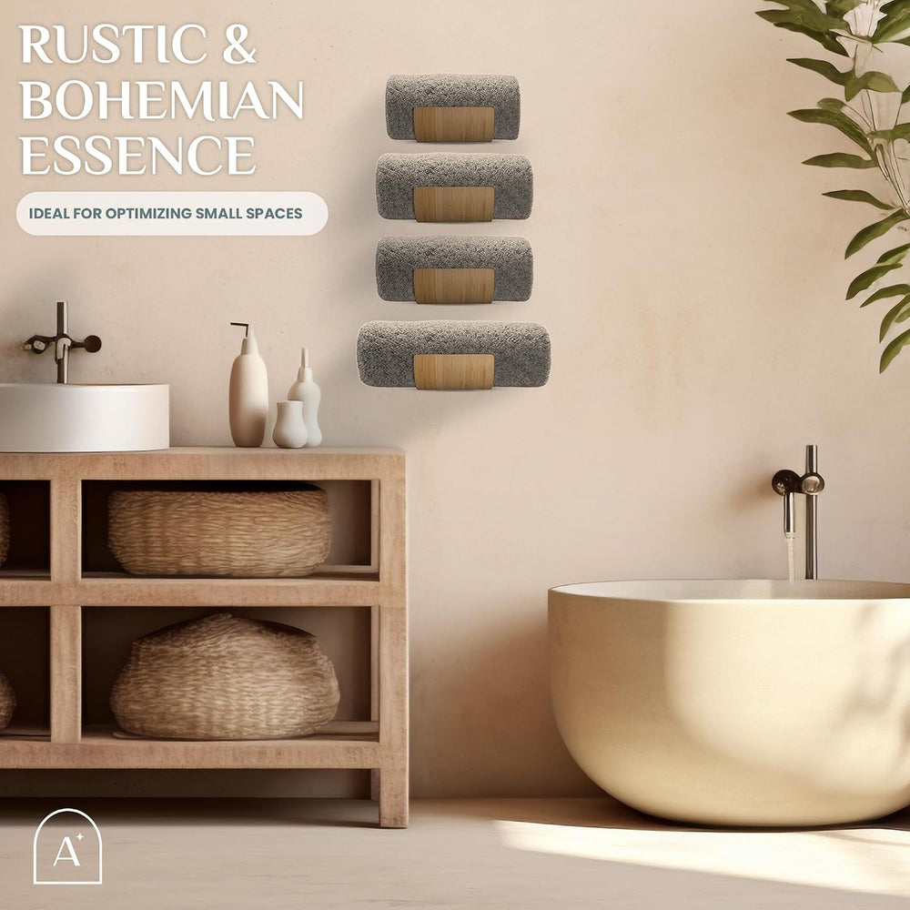 Bamboo Towel Rack by Aura Nest Set of 4 Wood Towel Racks Bamboo Bathroom Acce...
