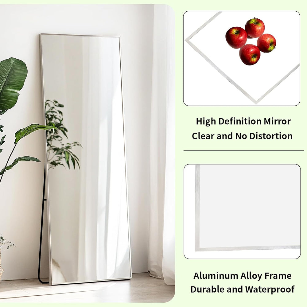 Sunniry Full Body Mirror 56x16 inch, Silver Floor Length Mirror,Metal Frame