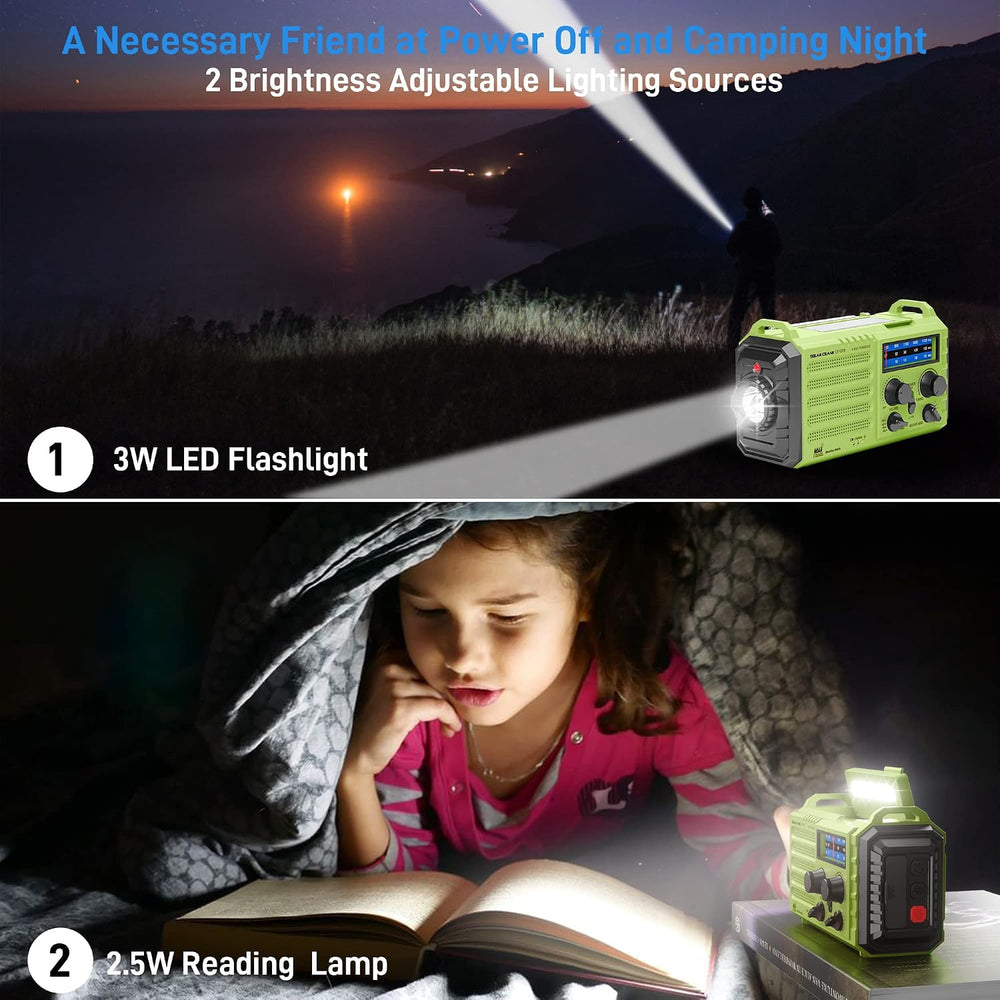NOAA Weather Radio, Hand Crank Emergency Radio Solar Battery Operated AM FM