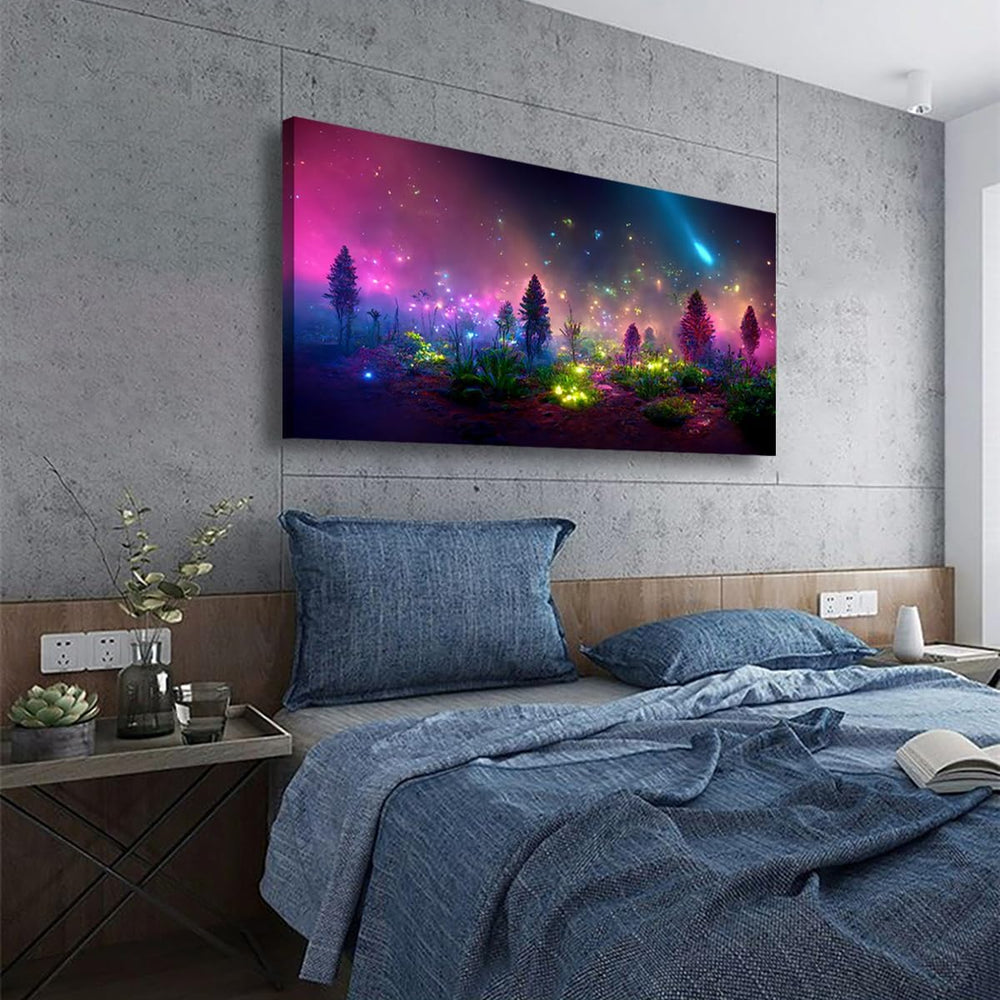 Fantastic Starry light Canvas Wall Art for Living room Office Bedroom Purple ...