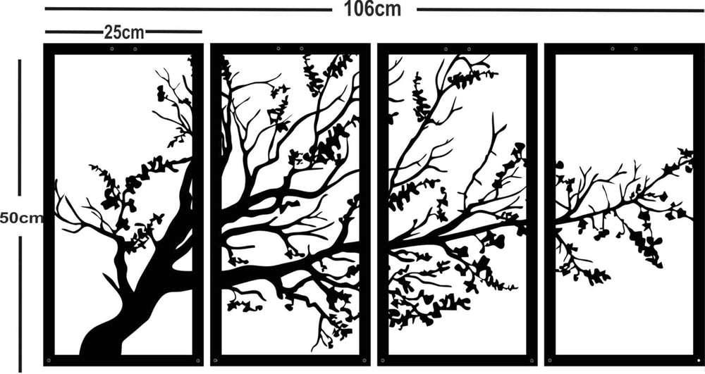 DEKADRON Metal Wall Art, Tree of Life 4 Panels, Tree Sign, Metal Wall Decor, ...